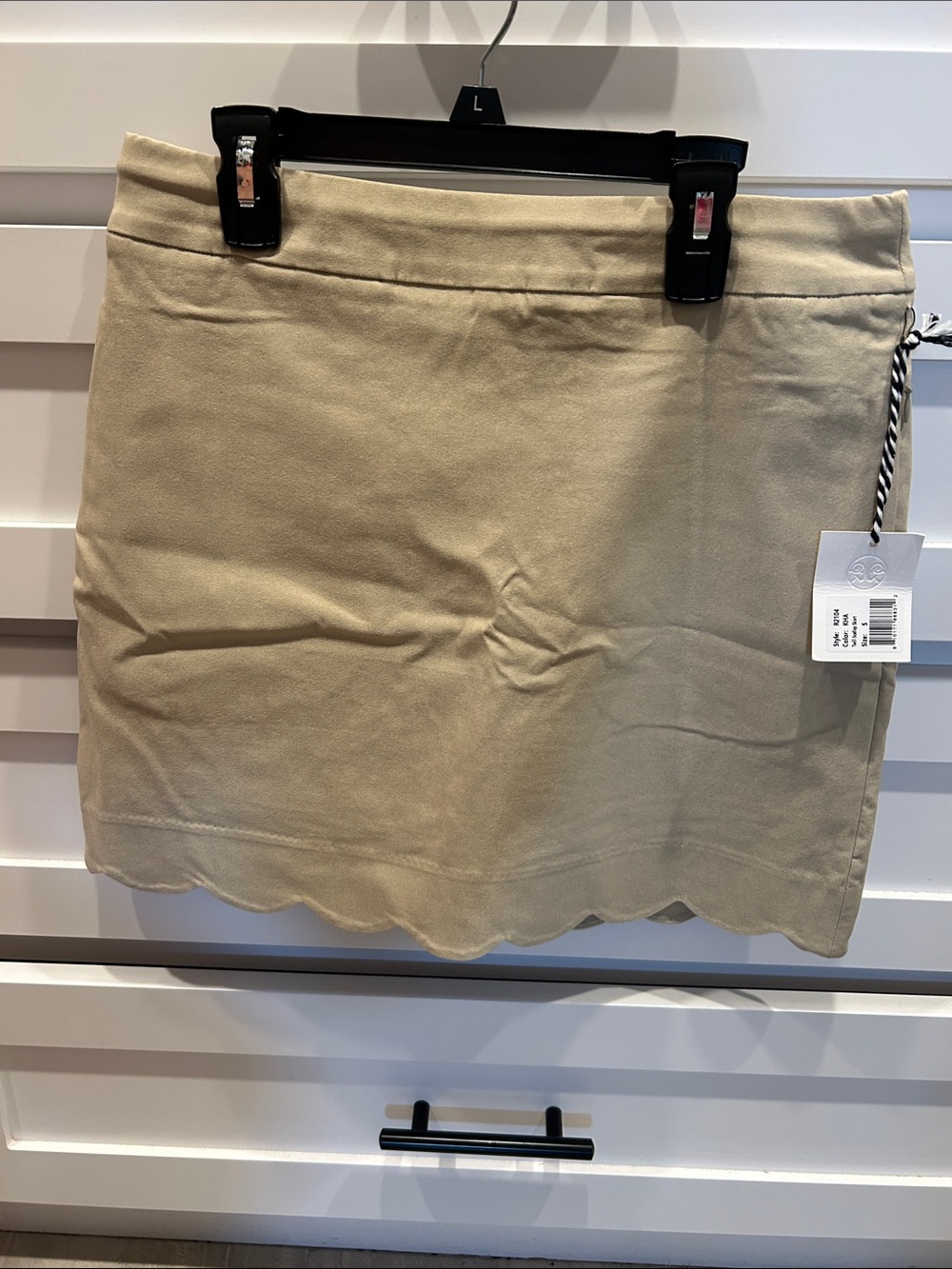 Scalloped Hem Beige Mini Skort - Women